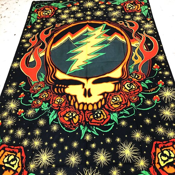 Grateful Dead Steal Your Face Tapestry Black Background 60x80 Tap1 - Picture 2 of 4